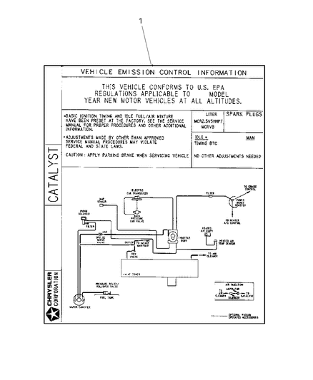 1998 Dodge Viper Emission Label Diagram for 4855100AB