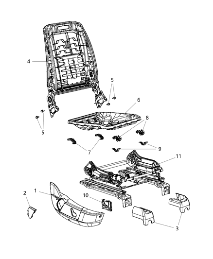 2011 Chrysler 300 Seat Adjuster, Front Passenger Side Diagram for 68104716AA