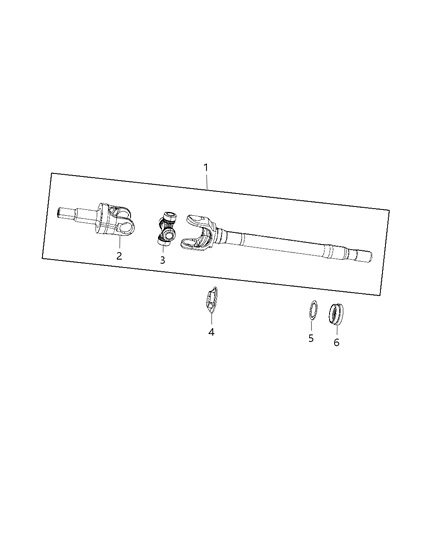 2012 Jeep Wrangler Shaft, Axle of Front Axle; Differential And Drive Line Diagram 1 - Thumbnail