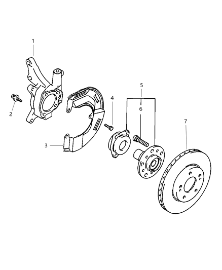 2005 Chrysler Sebring Knuckle Front Diagram for MR369819