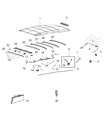 2021 Jeep Wrangler Convertible Top Diagram 3 - Thumbnail