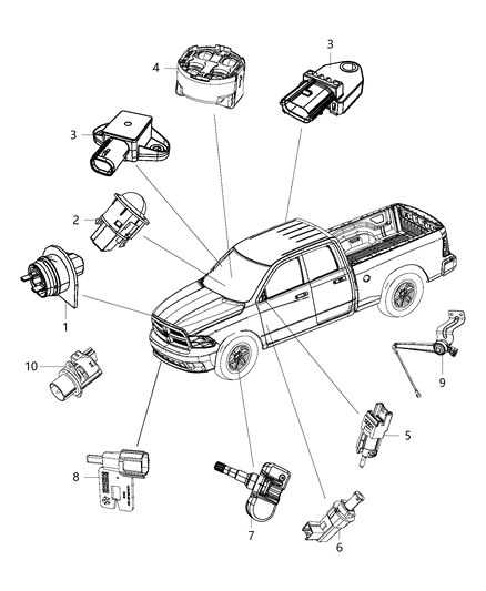 2014 Ram 3500 Sensor Tire Pressure Diagram for 68239725AA