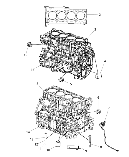 2008 Jeep Compass Engine Long Block See Note Diagram for 5047877AB
