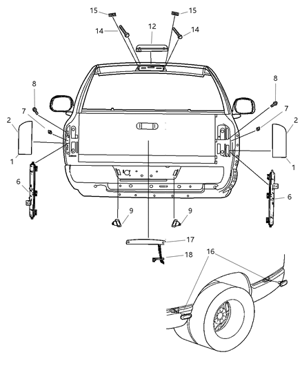 2005 Dodge Ram 3500 Lamp Tail Stop Backup Diagram for 2AME77347A