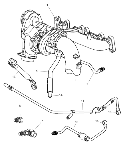 2004 Dodge Stratus Connector Oil Cylinder Block To Tee Diagram for 4853780AA