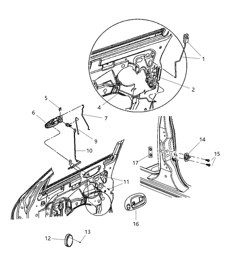 2004 Dodge Stratus Handle Exterior Door, Front Diagram for QA38AP4AD