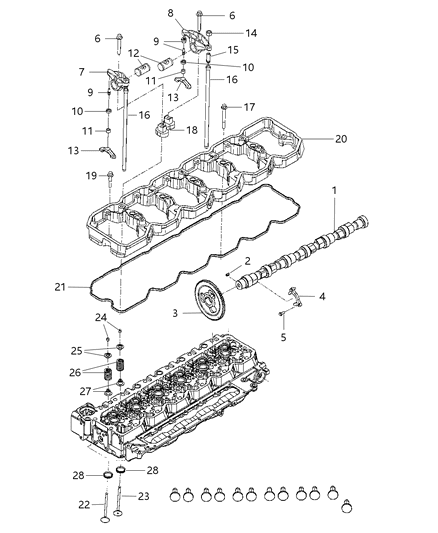 2009 Dodge Ram 3500 Cab Chassis Camshaft & Valvetrain Diagram 2 - Thumbnail