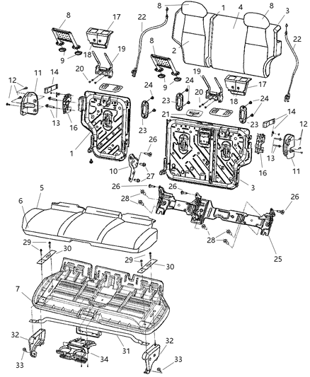 2006 Jeep Grand Cherokee Headrest Guide, Rear Diagram for 1DS941J3AA