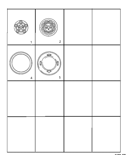 1998 Dodge Ram 3500 Regular Cab Caps & Covers, Wheel Diagram