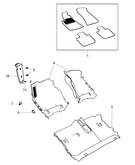 2015 Dodge Charger Carpet, Front Diagram