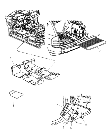 2007 Jeep Patriot Support Footrest Diagram for 1DD62DK7AB