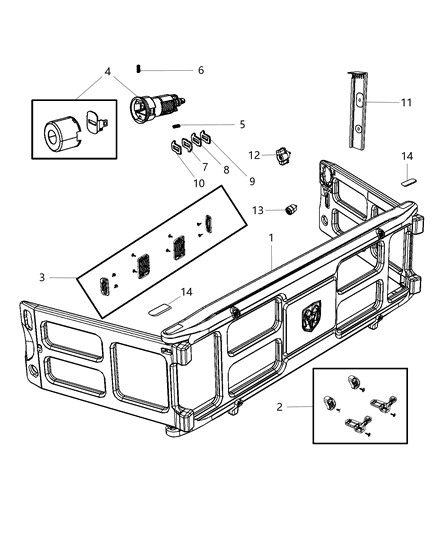 2015 Ram 3500 Pickup Ram Box Divider / Extender Diagram