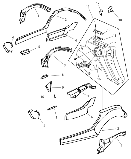 2001 Chrysler Prowler Quarter Panel Diagram for 4865015AC
