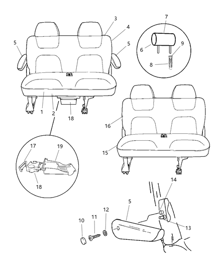 1999 Dodge Caravan Rear Seats Diagram 1 - Thumbnail