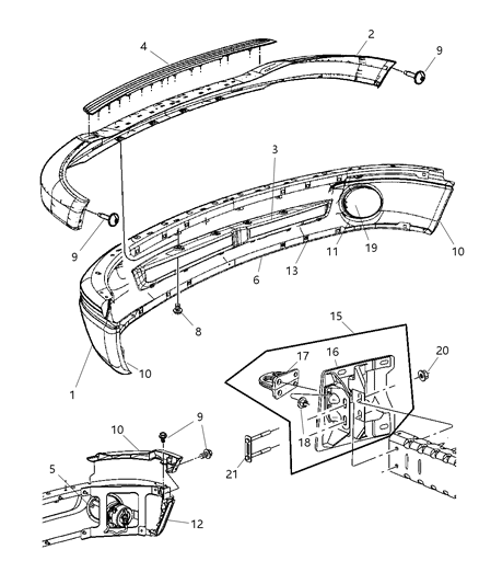 2008 Dodge Ram 3500 Cab Chassis Fascia, Front Diagram