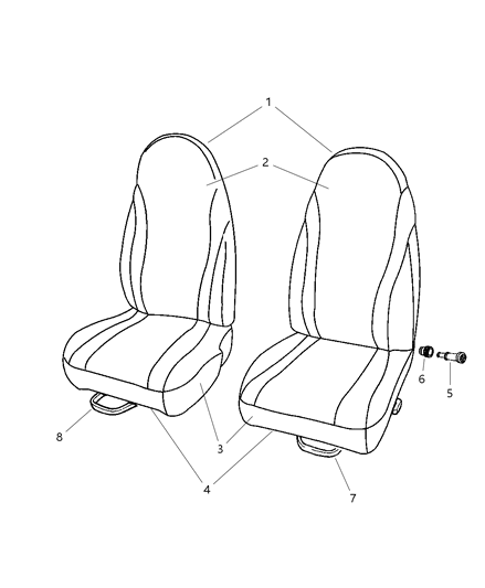 2004 Dodge Dakota Cover Front Seat Cushion Diagram for ZY431DVAA