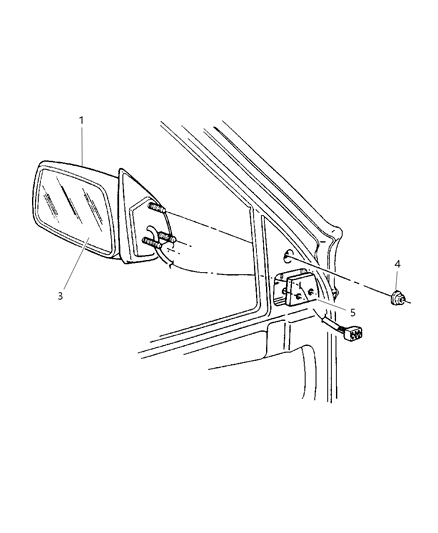 1998 Jeep Grand Cherokee Mirror Outside Rearview Diagram for 5DV05SX8