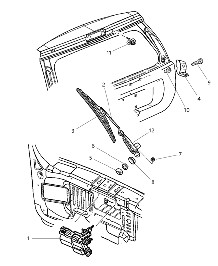 2001 Jeep Grand Cherokee Motor Windshield Wiper Diagram for 55155122AD