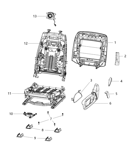 2019 Dodge Charger Shield Seat Adjuster Diagram for 1UY33DX9AA