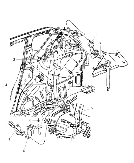 2010 Jeep Compass Seat Belt Rear Outer Diagram for 1GE74DK2AB