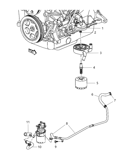 2007 Chrysler Pacifica Hose Oil Cooler Outlet Diagram for 4677670AA