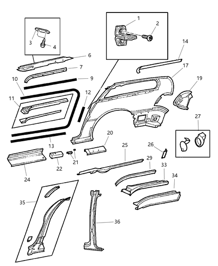 1999 Dodge Caravan Quarter Panel With Sliding Door Diagram