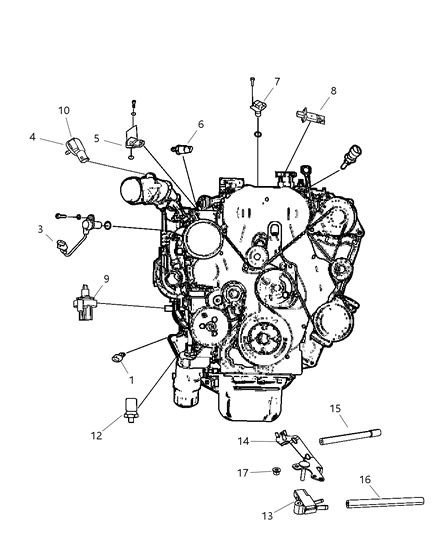 2008 Jeep Wrangler Sensors - Engine Diagram 1 - Thumbnail