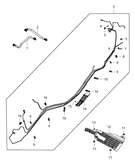 2012 Jeep Grand Cherokee Clip 4 Way Fuel & Brake Tube Diagram for 68165783AA