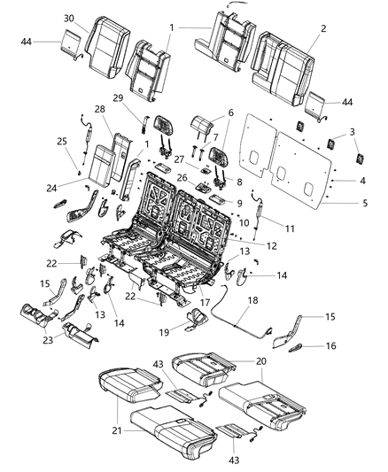 2014 Jeep Grand Cherokee Rear Seat - Split Seat Diagram 4 - Thumbnail