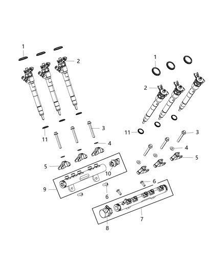 2019 Jeep Grand Cherokee Clamp Injector Diagram for 68211304AA