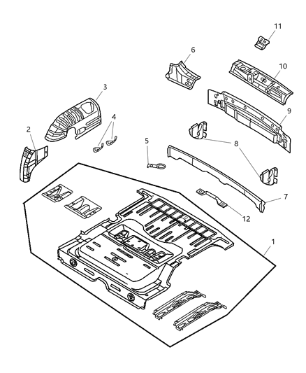 2003 Chrysler PT Cruiser Floor Pan - Rear Diagram