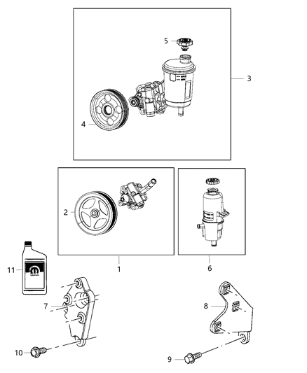 2013 Ram 3500 Cab Chassis Power Steering Pump & Reservoir Diagram