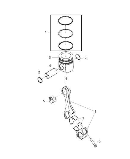 2019 Ram 3500 Cab Chassis Pistons, Piston Rings, Connecting Rods & Connecting Rod Bearing Diagram 2 - Thumbnail