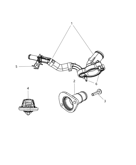 2009 Dodge Grand Caravan Thermostat & Related Parts Diagram 2 - Thumbnail