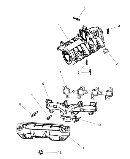 2002 Dodge Durango Manifold - Intake & Exhaust Diagram 1 - Thumbnail