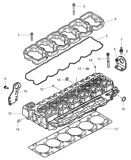 2007 Dodge Ram 3500 Pickup Cylinder Head & Cover Rocker Housing Diagram 1 - Thumbnail