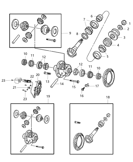 2015 Ram 2500 Differential Assembly of Front Axle; Differential And Drive Line Diagram
