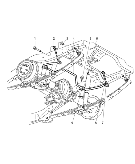 1999 Dodge Durango Stabilizer Bar Bushing, Rear Diagram for 52106279AA
