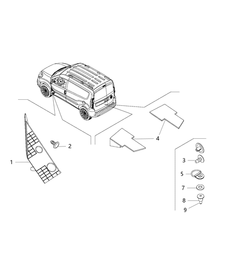 2017 Ram ProMaster City Floor Mat Fasteners And Accessory Diagram