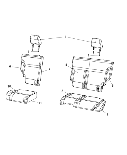 2009 Dodge Nitro Rear Seat - Split Seat Diagram 5 - Thumbnail