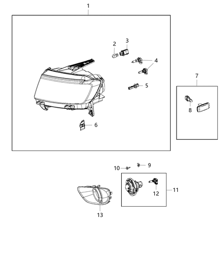 2014 Jeep Compass Lamps, Front Diagram 1 - Thumbnail