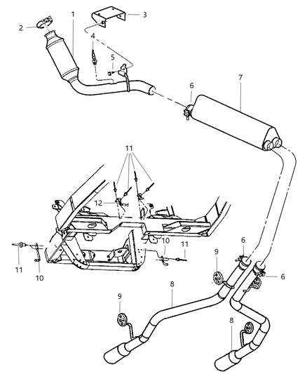 2002 Chrysler Prowler Bracket Exhaust Diagram for 4786494AB