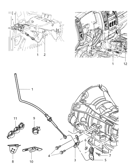 2009 Dodge Ram 1500 Lever Manual Control Diagram for 52107848AB