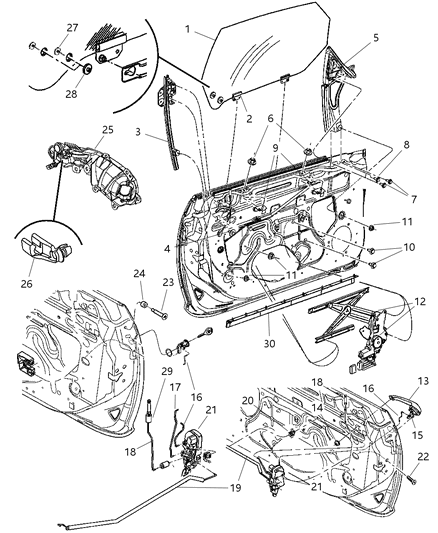 2006 Chrysler PT Cruiser Regulator Front Door Window With Motor And Smart Module Diagram for 5067684AC