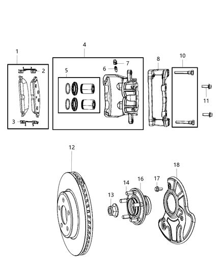 2019 Dodge Charger Rotor, Front Diagram for 68184587AE