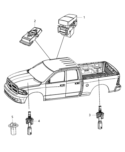 2015 Ram 1500 Switch Bracket Diagram for 68066494AA