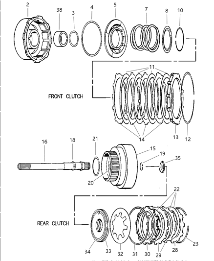 2002 Jeep Wrangler Clutch, Front & Rear Diagram 1 - Thumbnail