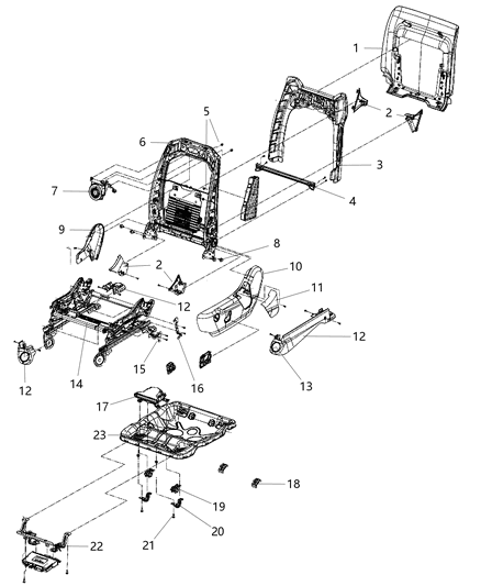 2020 Dodge Durango Adjusters, Recliners, Shields And Risers - Driver Seat Diagram 2 - Thumbnail