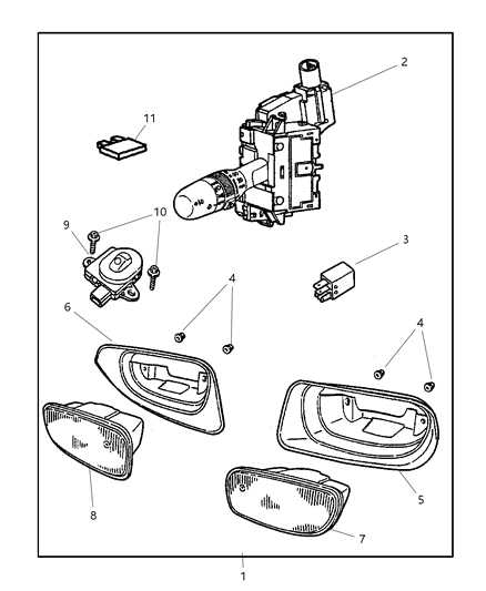 1999 Jeep Grand Cherokee Fog Lamp Assembly, Front Driver Side Diagram for 55155137