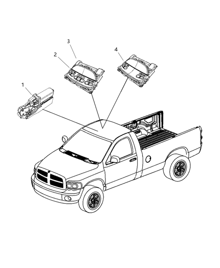 2009 Dodge Ram 3500 Pickup Modules Overhead Diagram